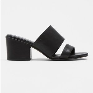 Eileen Fisher Rome Leather Mules Double Strap Black Size 8